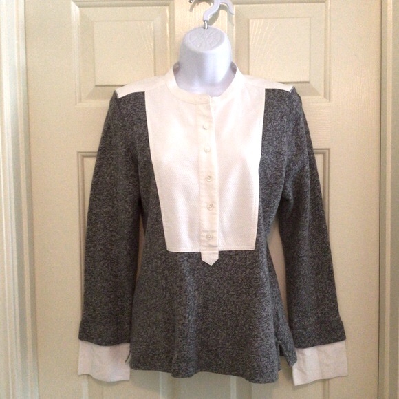 J. Crew White Square Bib Grey Sweatshirt. Size M - Picture 3 of 6